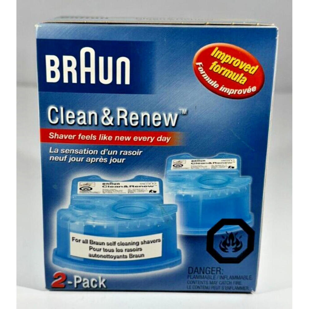 Braun Shaver 2 Pack Clean and Renew Refill Cartridges Improved Formula